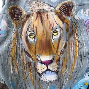 Hand Painted Jean Jacket XL